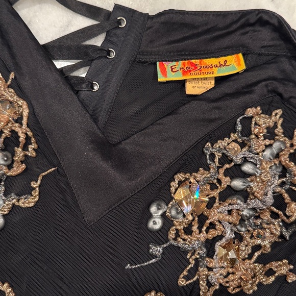 Elegant Black and Gold Embellished Women's Top - RESERVED - Picture 3 of 3